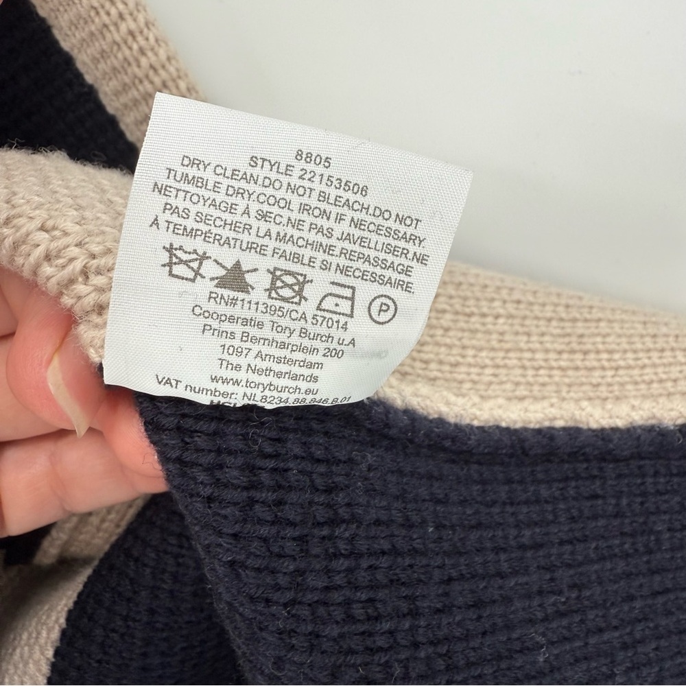 Tory Burch Nautical Colorblock Heavyweight Merino Wool Double Breasted Coat S - Picture 8 of 12